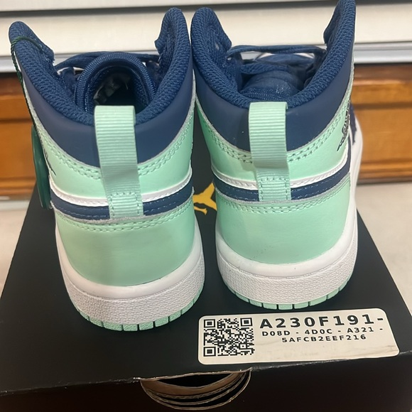 Jordan 1 Mid Mystic Navy Mint Foam sneakers PS 12c toddler Nike - Picture 10 of 13